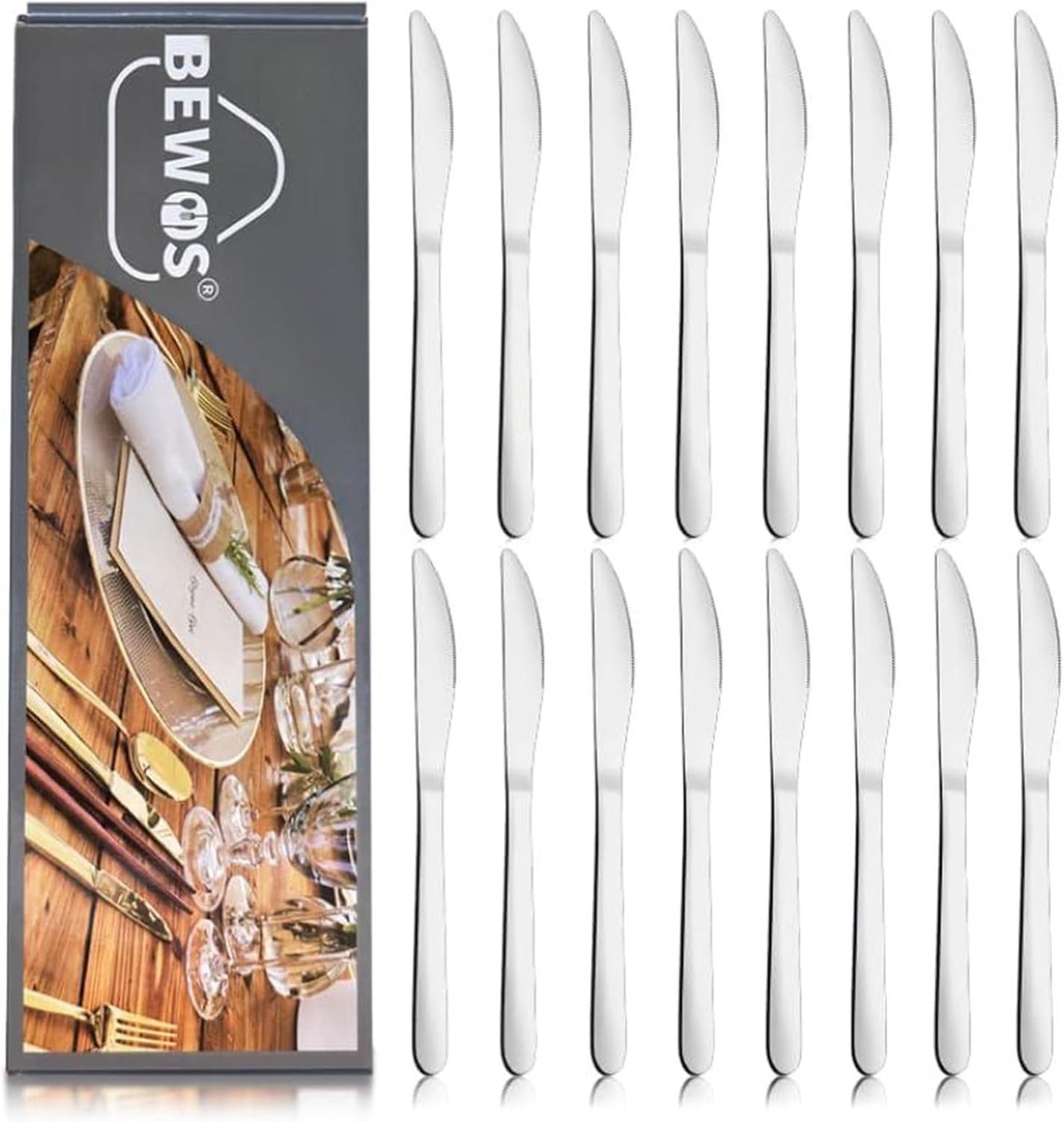 Tafelmes Set 16 Stuks - 9,1 Inch Roestvrijstaal - Hoogglans Gepolijst - Ideaal voor Thuisgebruik - ShopVlot