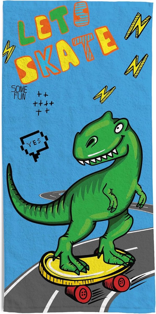 Strandlaken voor kinderen 70 x 140 cm - Dinosaurus ontwerp - 100% Zacht katoen - Ideaal voor strand of zwembad - ShopVlot
