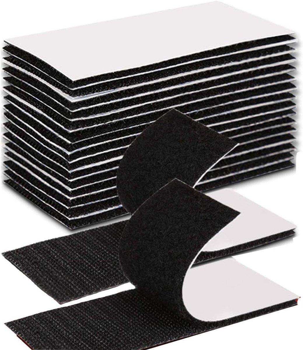 SnelShoppen - Dubbelzijdige Zelfklevende Strips 30 mm x 10 cm, Herbruikbaar, Krachtig, Zwart, Set van 20, Voor Thuis, Kantoor en Creatieve Projecten