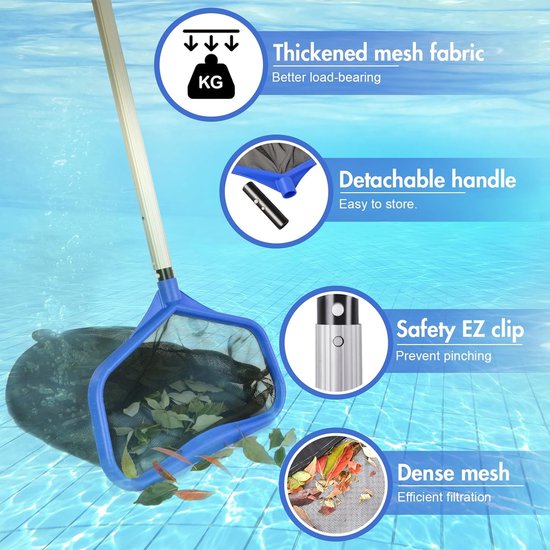 Grond Landing Net voor Zwembad - Dubbele Diepe Net - Lichtgewicht Kunststof - Eenvoudig Pool Onderhoud - ShopVlot — afbeelding 2