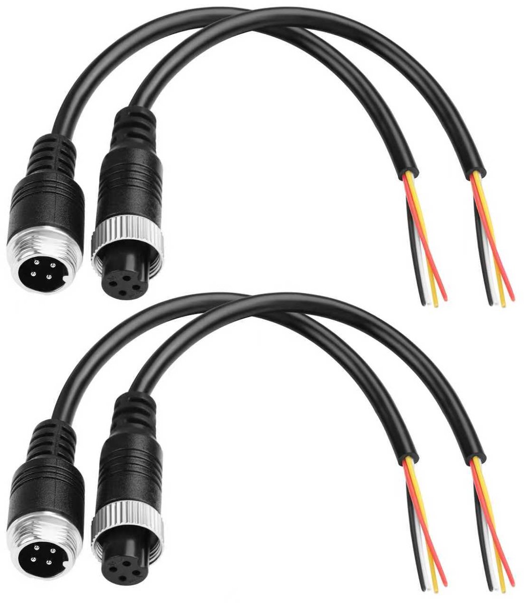M12 4 Pin Aviation Extension Kabel 0.2m - 4 Kern Koper - Duurzaam PVC - Voor Achteruitrijcamera Systeem - ShopVlot