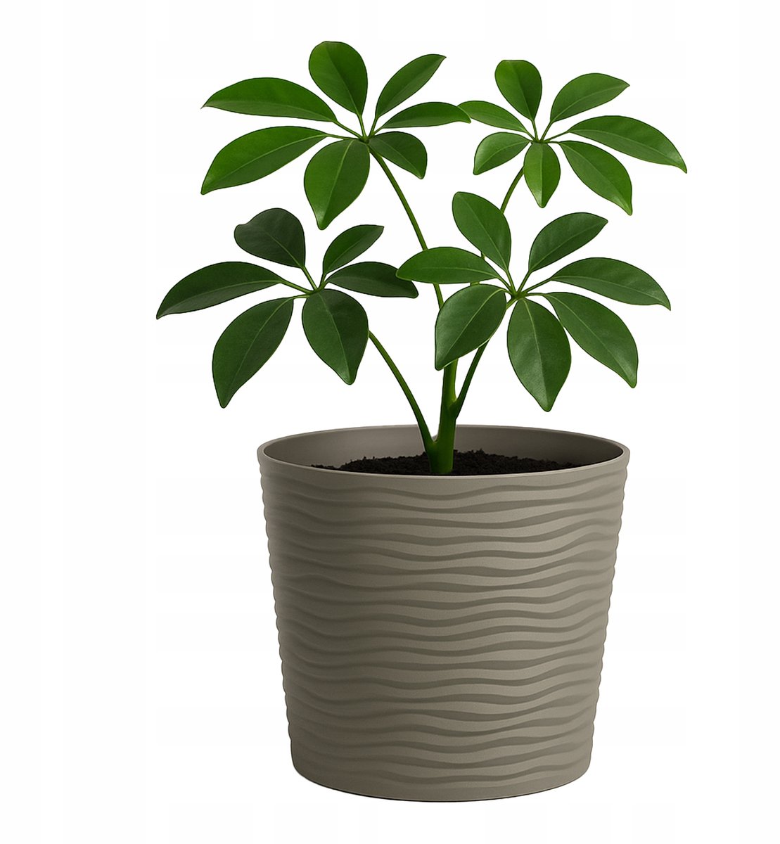 Beige ronde plantenbak met inzet, 18 cm - Stijlvol en duurzaam