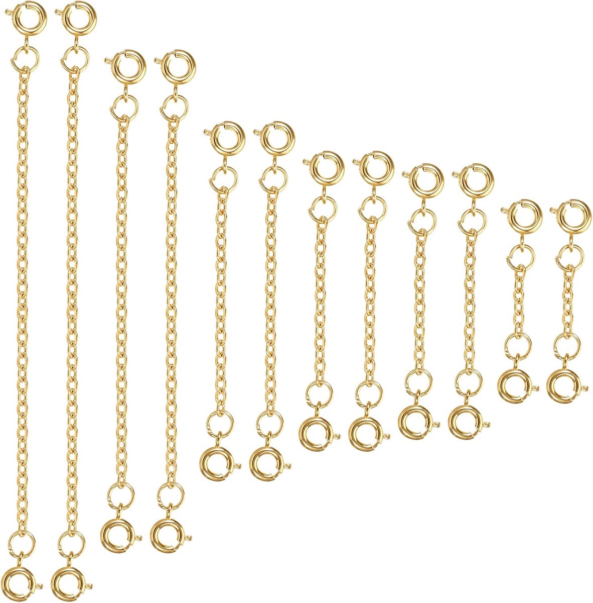 Chain Extension Set 12pcs - RVS Kettingverlenging - 6 Maten - Perfect voor Sieraden Maken - SnelShoppen