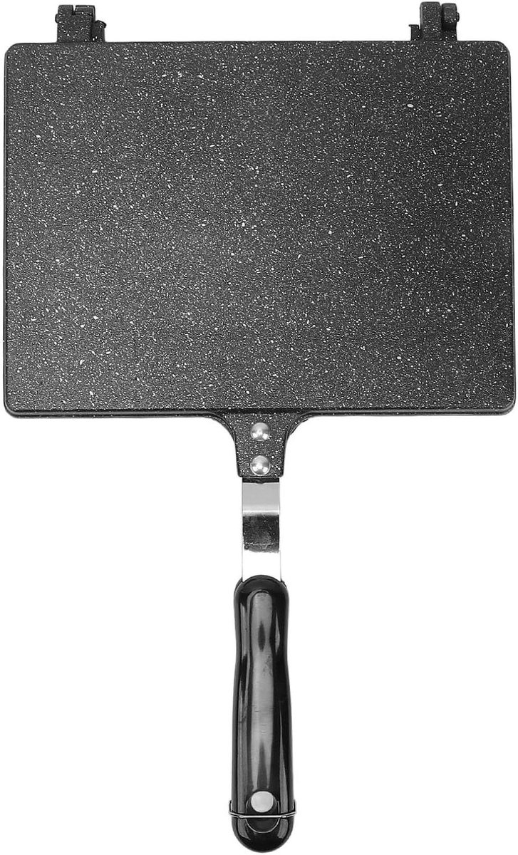 Handbroodrooster Dubbelzijdig - Sandwichmaker Tosti-ijzer - Sandwiches Maken - Afneembaar Ontwerp - 33 x 31 x 3 cm - Zwart
