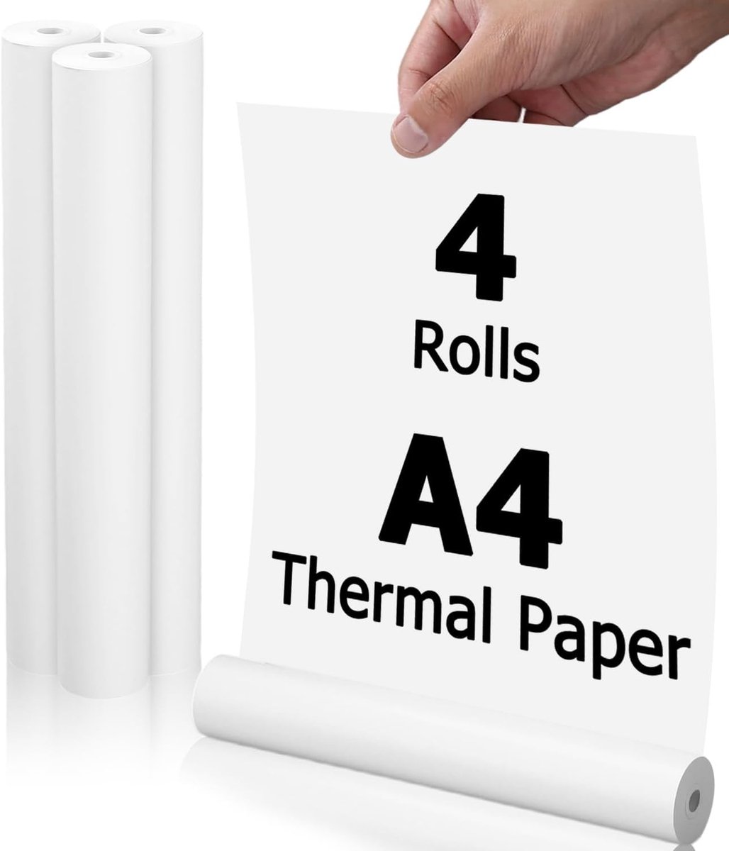 A4 thermisch papier 210x30mm - 4 rollen van 8.7m - BPA-vrij - ideaal voor labels - SnelShoppen