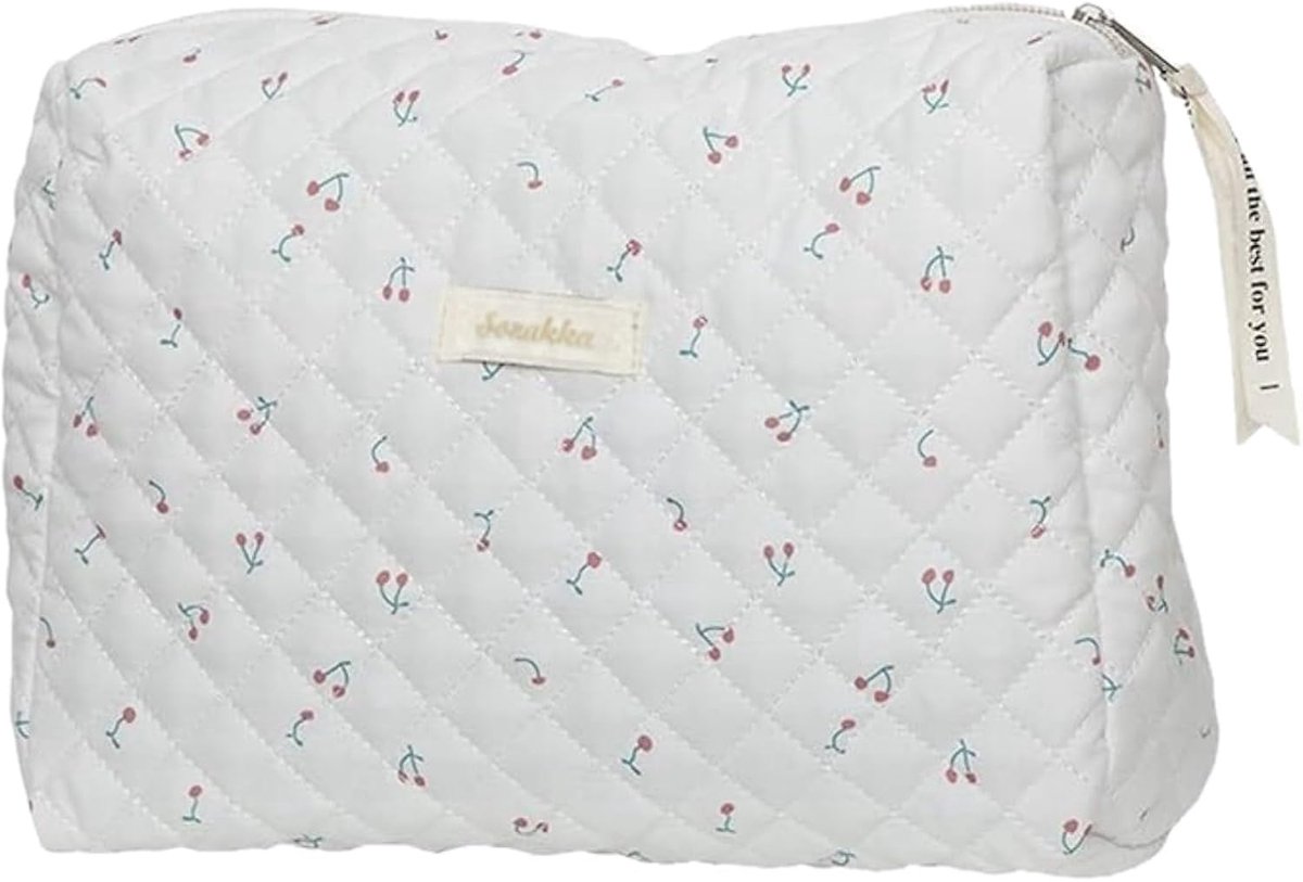 Cosmetica tas groot - bloemenprint - rits - ruime toilettas voor reizen - SnelShoppen