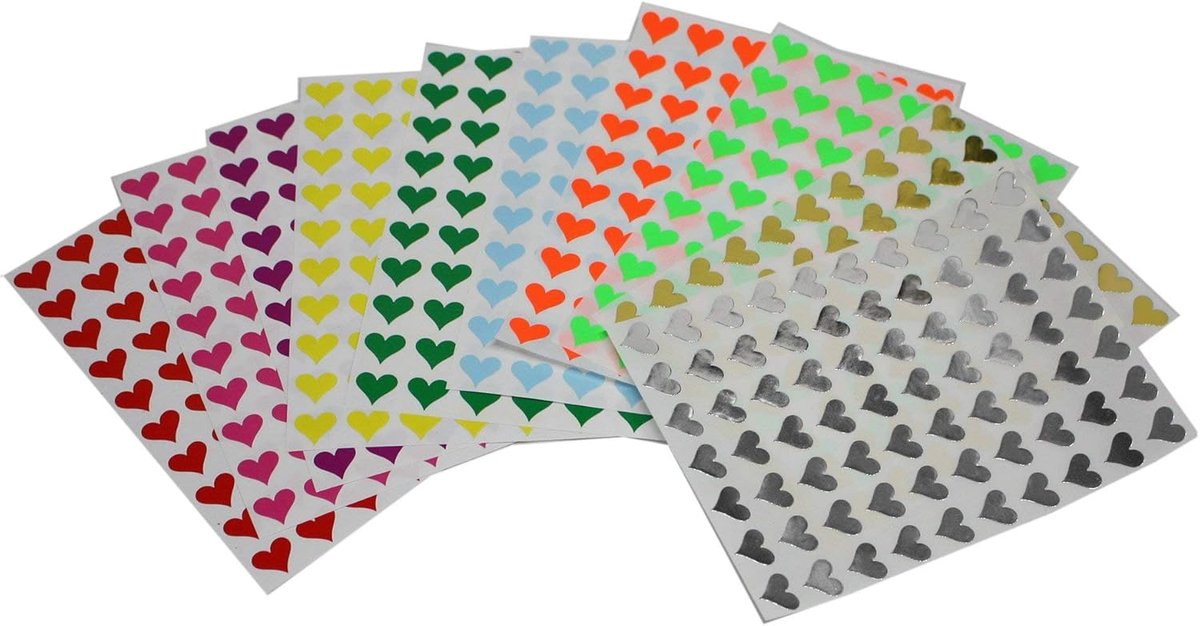 Hartstickers 13 mm - Kleurrijke stickers - 700 stuks - Perfect voor uitnodigingen - SnelShoppen