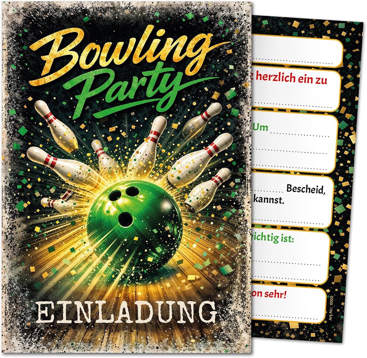 Uitnodigingskaarten kinderverjaardag - bowlingfeest - 12 stuks - vrolijke kegels - perfect voor uitnodigen - SnelShoppen