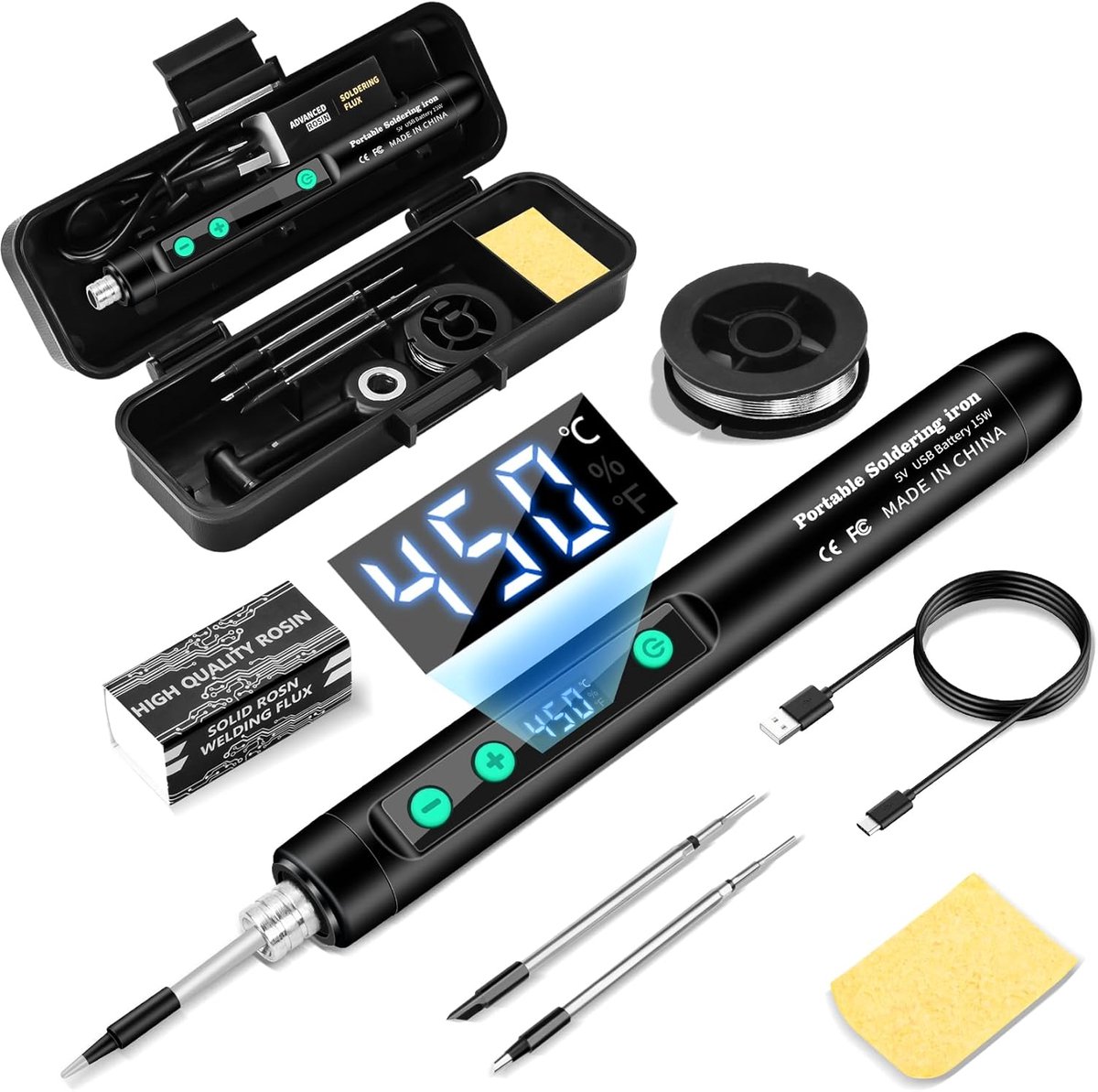 Soldeerbout 2-in-1 - 180-450°C - USB oplaadbaar - Draadloos of bedraad gebruik - SnelShoppen