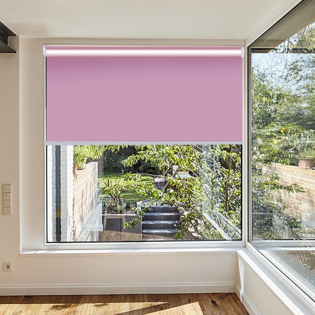 Dubbel rolgordijn - Duo gordijn - Zonwering regelen - Verstelbaar met rails - 45x250cm - Roze