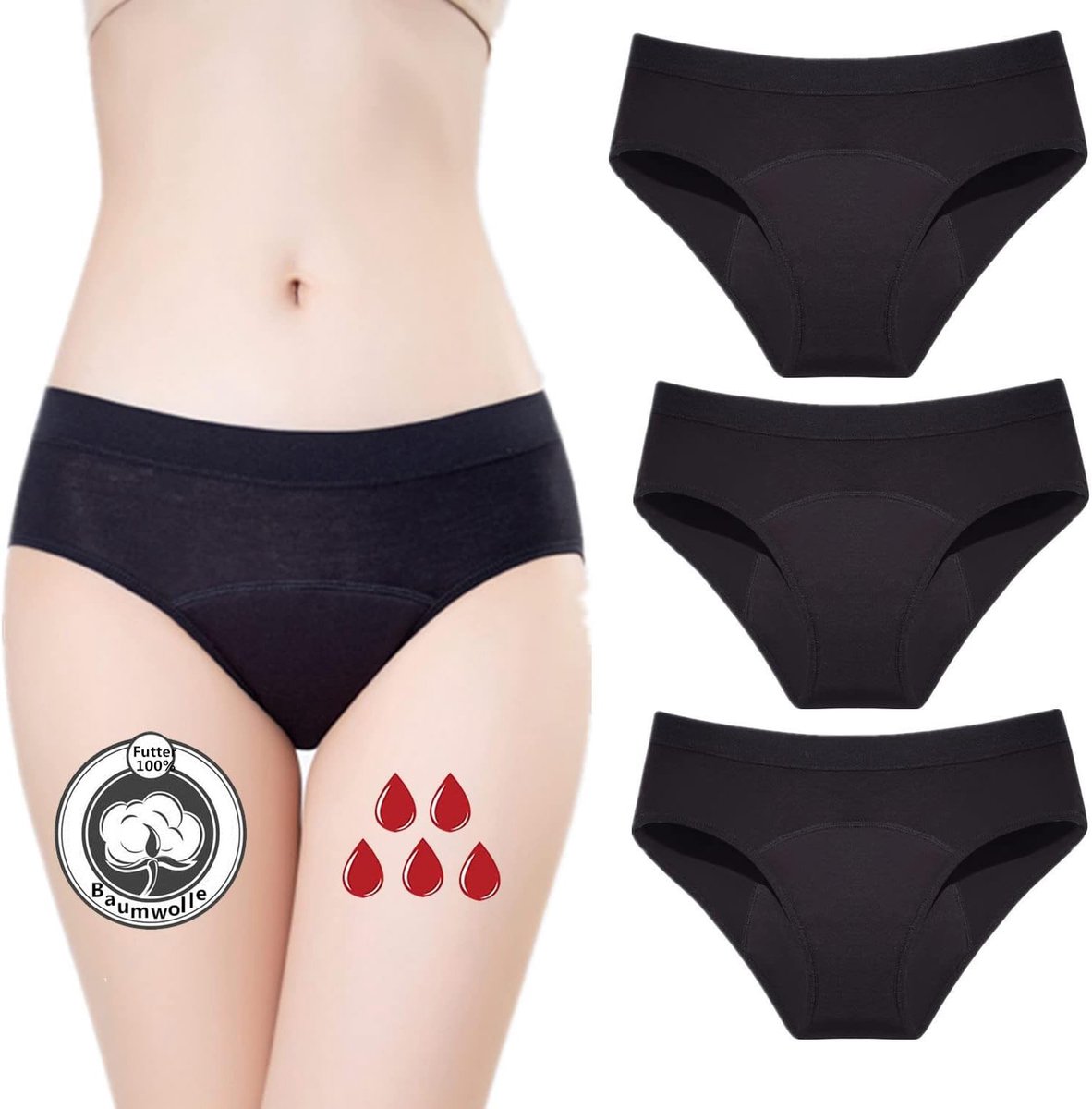 Menstruatieonderbroek dames 30 ML sterke vloeiabsorptie - ademend katoen - comfortabel - ideaal voor zware dagen - SnelShoppen