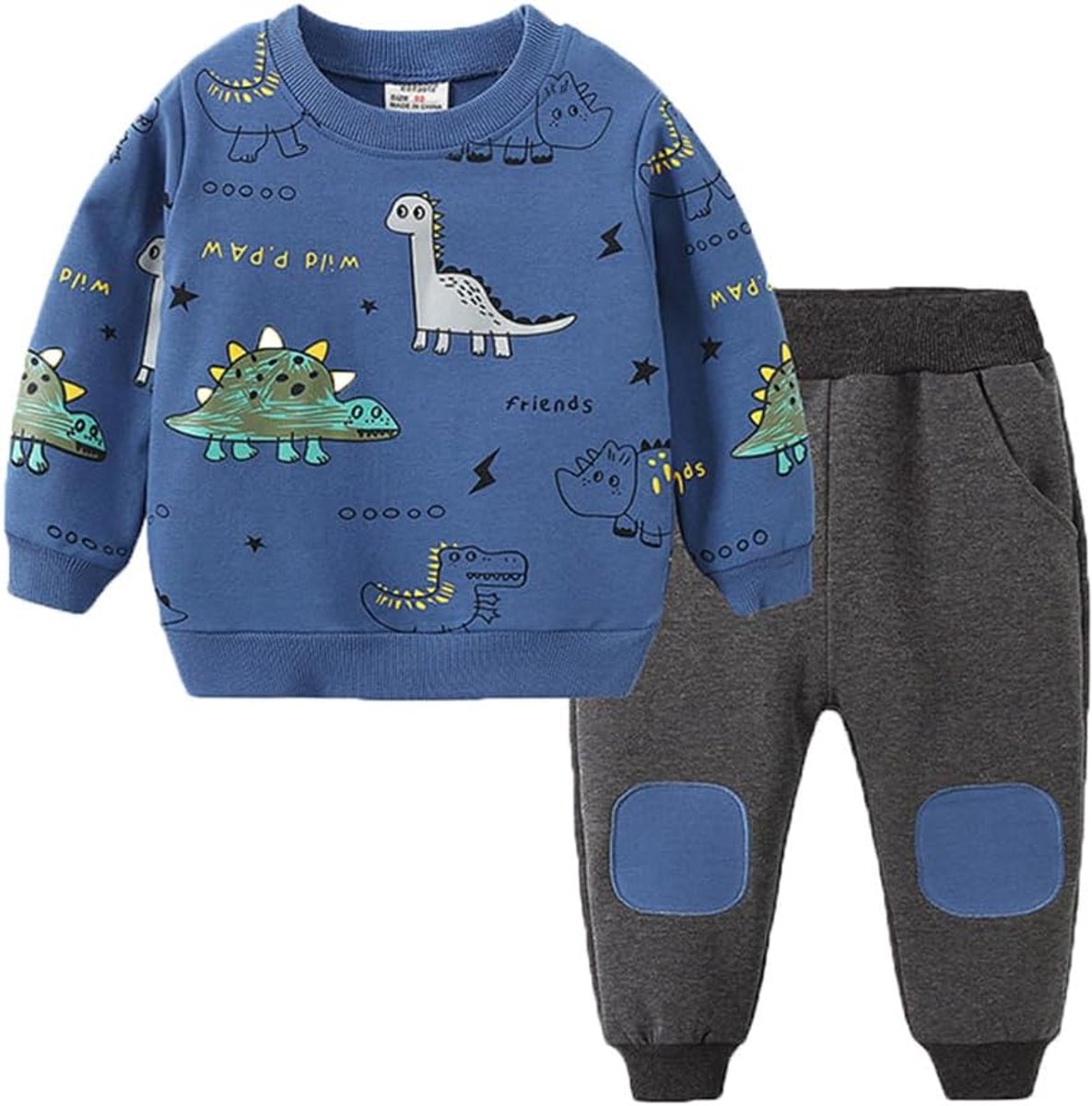 Babykleding set jongen - lange mouwen - dinosaurusprint - comfortabel voor de winter - SnelShoppen