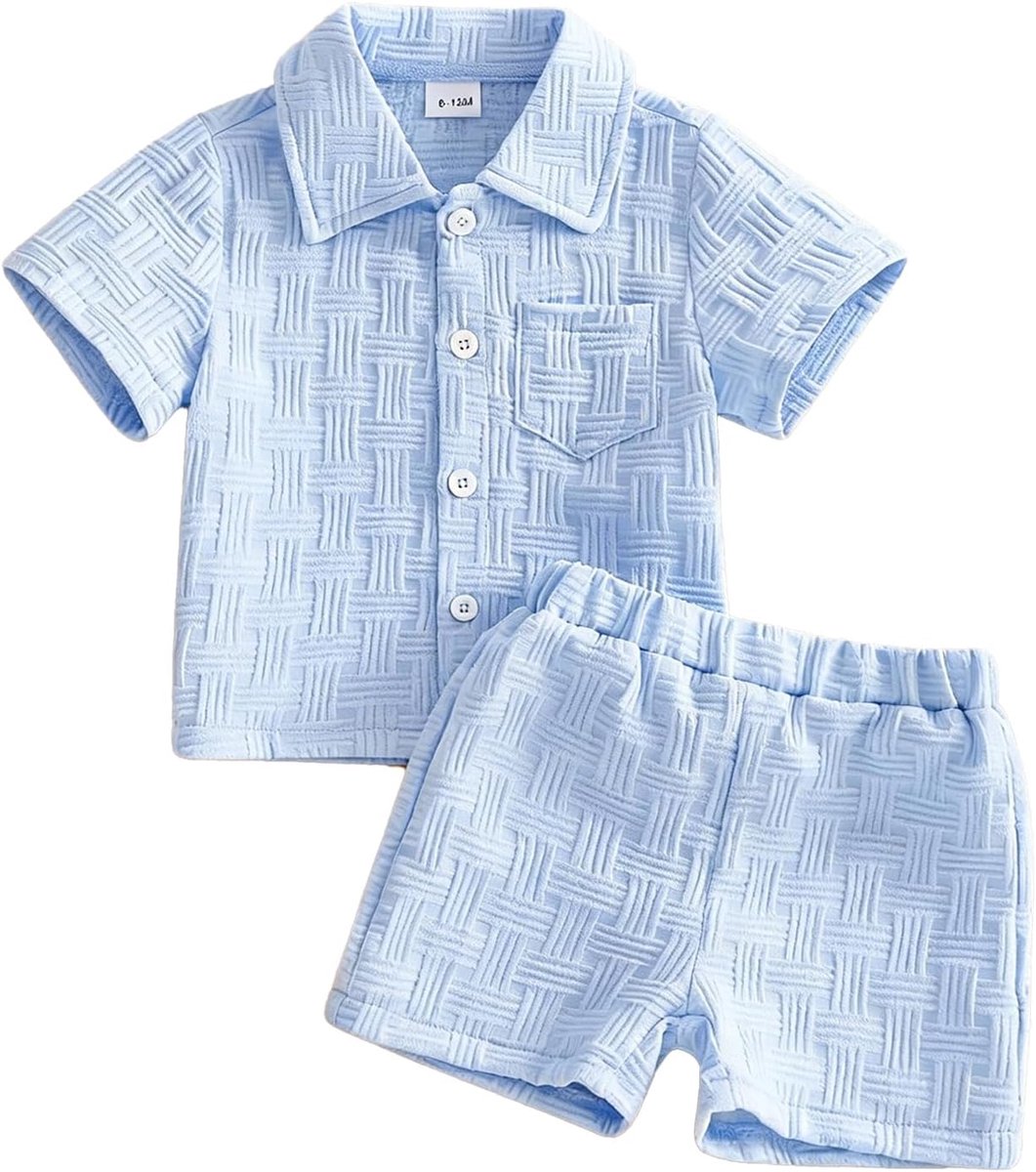 Baby jongens zomerset - shirt met kraag - korte mouwen - contrasterende kleuren - SnelShoppen