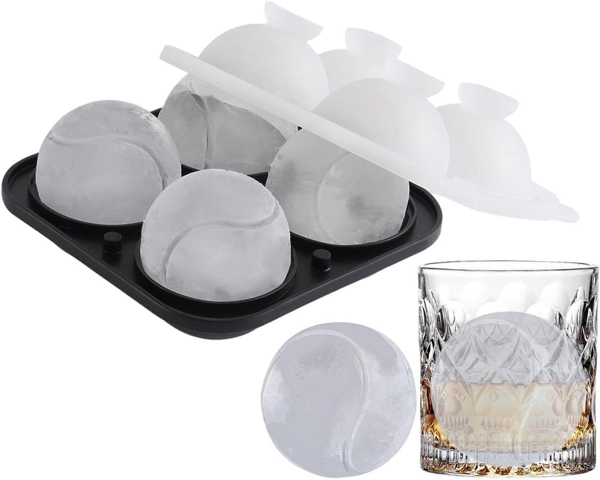 Ronde IJsvorm - IJsballen Maker - Drankjes Koelen - Langzaam Smeltende Bollen - 56 Cm - Zwart