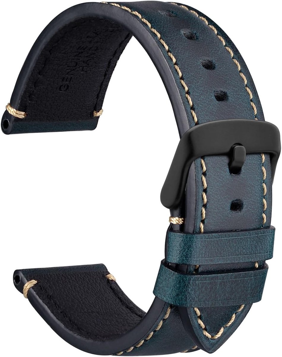 Horlogeband 18mm 20mm 22mm 24mm - Duits Crazy Horse Koeleer - RVS Gesp - Perfect voor zakelijke stijl - SnelShoppen