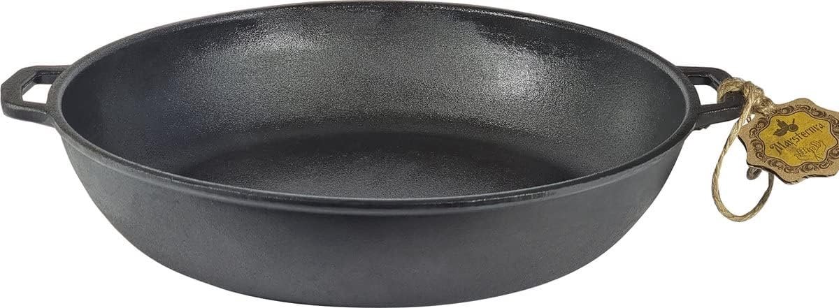 Gietijzeren grillpan 20 cm - mat zwart - ideaal voor BBQ en oven - perfect voor bijgerechten - SnelShoppen