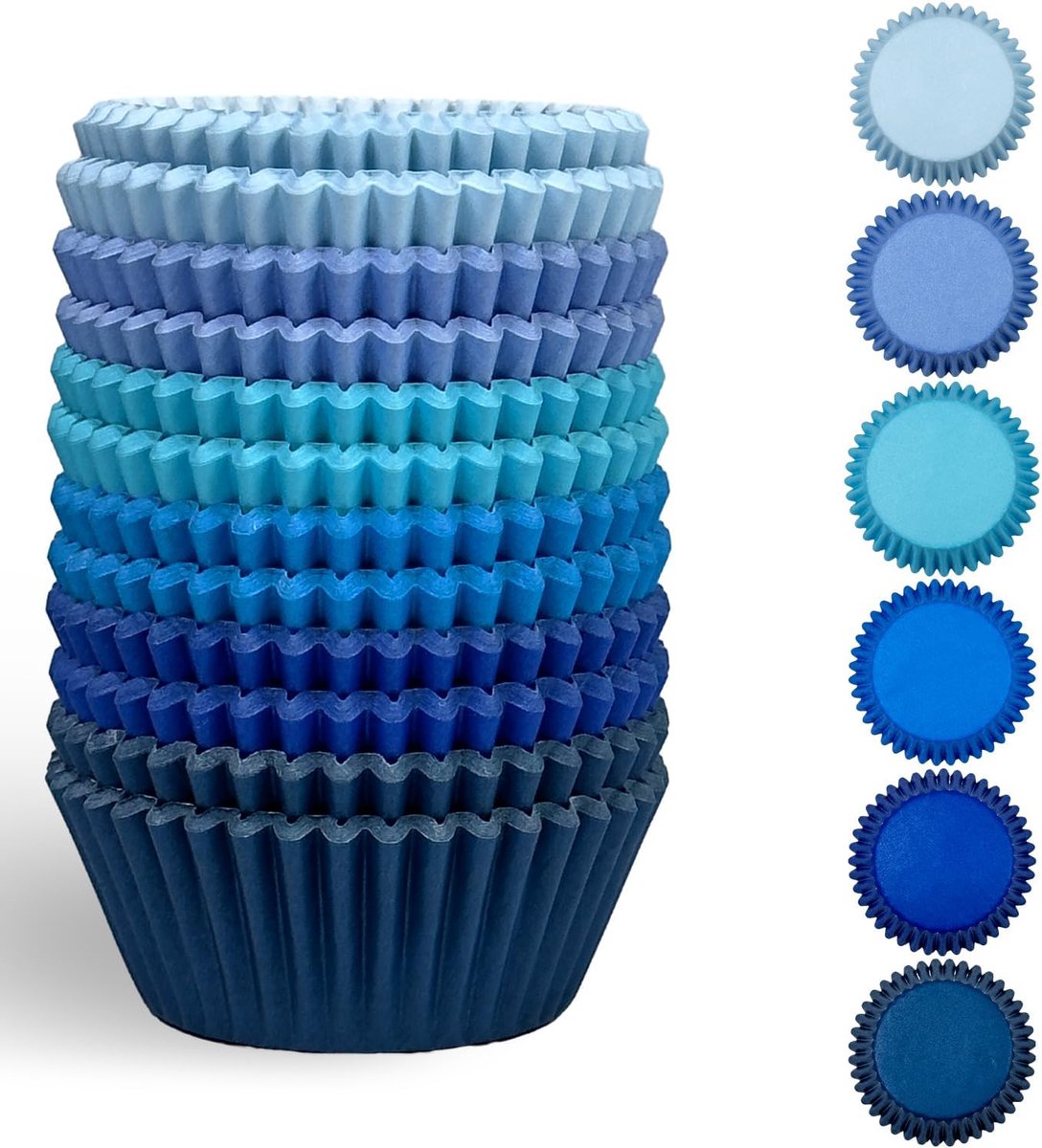 Standaard muffinvormpjes cupcake-beker levensmiddelenkwaliteit 6 effen blauw 300 stuks kleuren muffinpapier bakvormpjes cupcake-hoezen (standaardmaat)