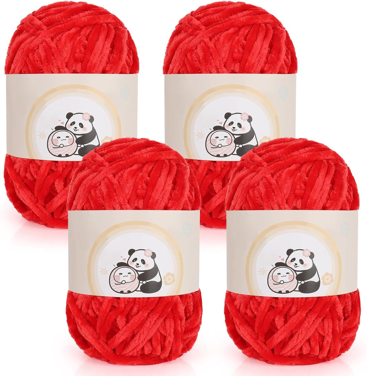 Chenille-garen 400 g, 4 stuks pluche dikke chenillewol voor het breien van 100 g ballen, zacht pluizig fluweel dik dik garen voor haken Amigurumi, babydekens, sjaals, sokken en doe-het-zelf