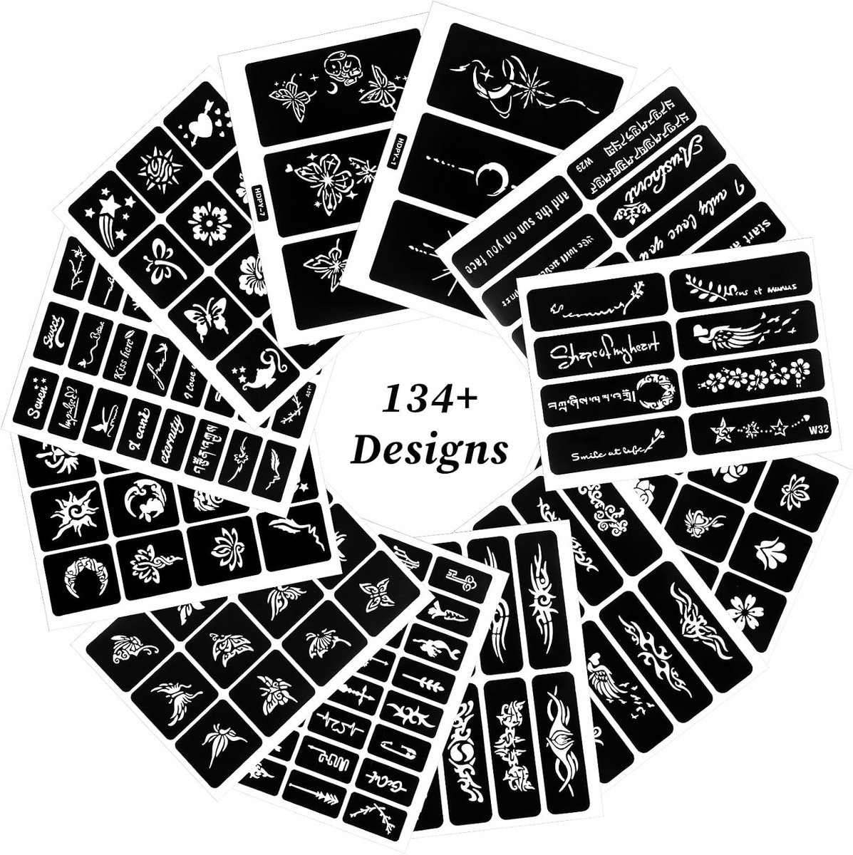 Tijdelijke tatoeages, sjablonen, tattoo, tempel, stickers, herbruikbare tatoeages, sjablonen, glittersjablonen voor vrouwen, make-up, feest, Halloween
