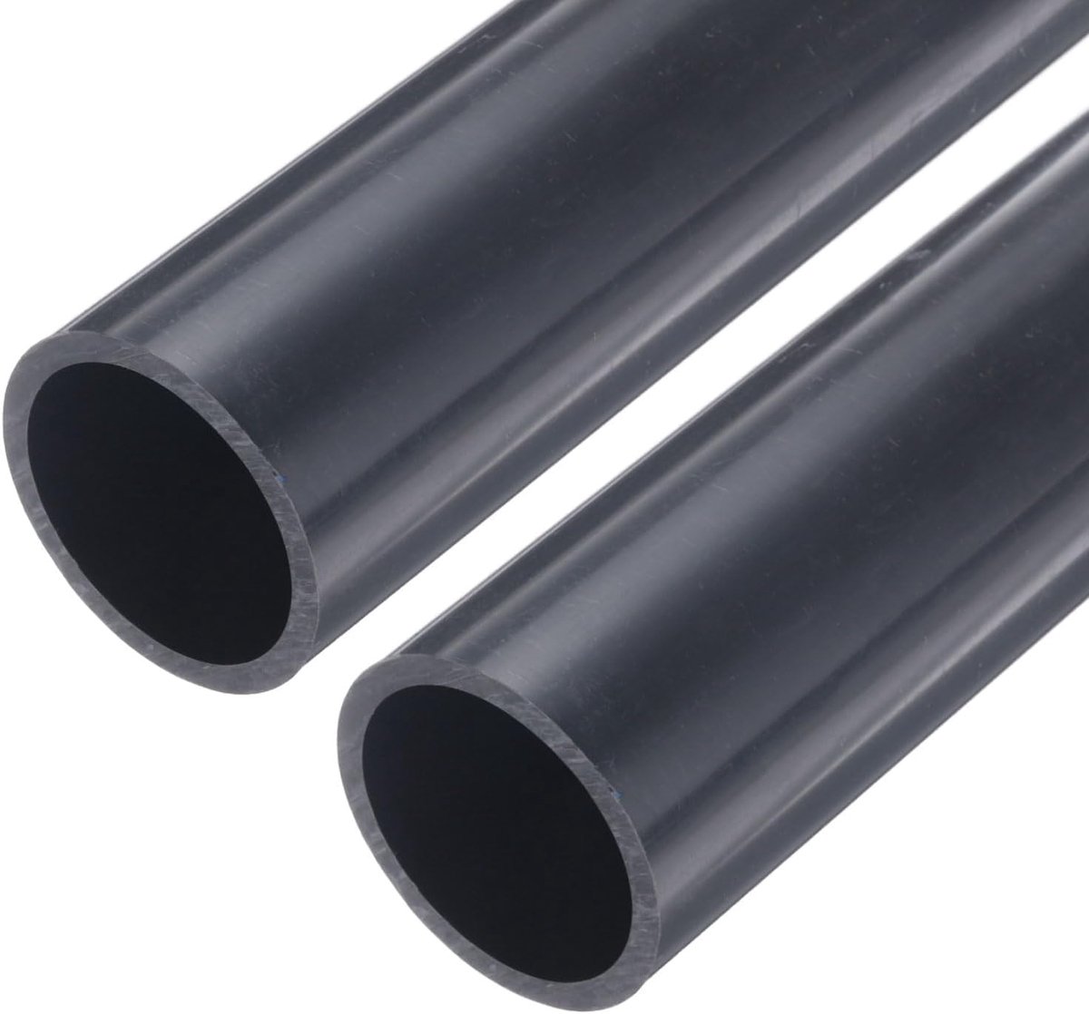 2 stuks PVC buis, diameter 40,6 mm lengte 0,23 m rond kunststof buis voor tuin, aquarium, waterleiding, kabelkanaal, ventilatiebuis (donkergrijs)