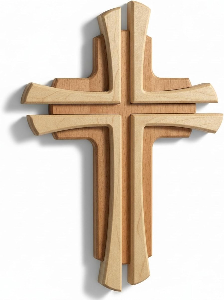 Präsente Cadeau-idee - wandkruis echt hout beuken kruis kruis voor de muur 35 cm modern