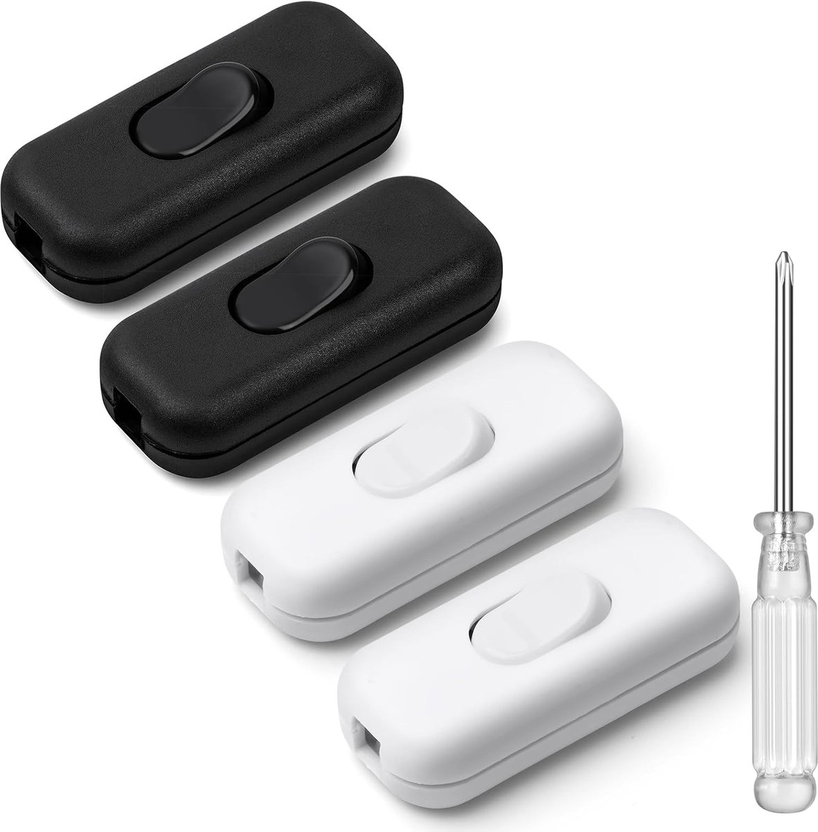 Tweepolige schakelaar, 4 stuks 250 V Legrand schakelaar, vervanging voor inline schakelaar, accepteert een ronde of platte draad met 1-3 geleiders voor lamp, klein apparaat of lamp