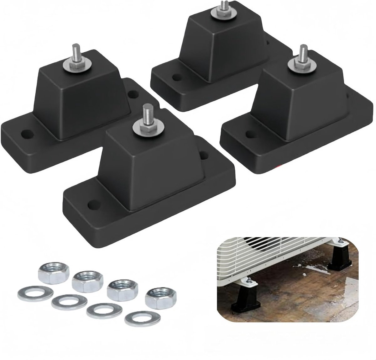 trillingsdempers voor airconditioning, 4 stuks trillingsdempers voor airconditioning, rubberen demperset voor buitenapparaten, stabiele dempingssokkel ter vermindering van lawaai en
