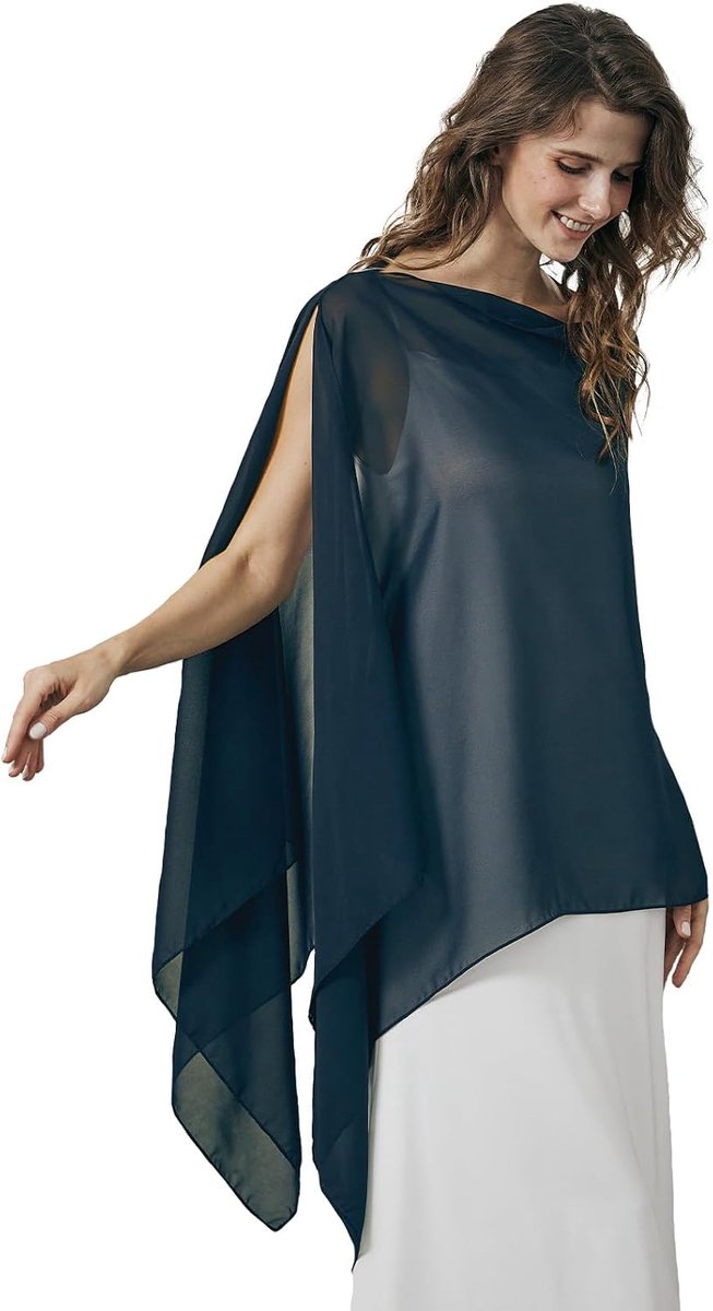 Dames chiffon sjaal elegante stola wrap poncho cape lichte sjaal voor bruid avondjurk bruiloft bruidsjurk felistch