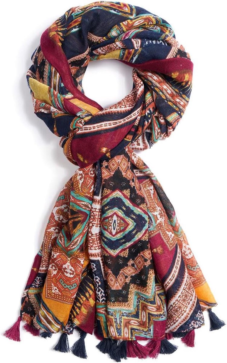 Sjaal voor Vrouwen Lichtgewicht Mode Bloemen Gedrukt Sjaals Boho Herfst Winter Omzoomde Sjaal Wraps