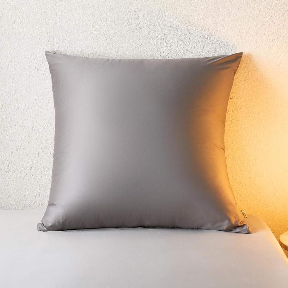 Kussensloop 80 x 80 cm, 400TC 100% katoen, superzachte premium hoofdkussensloop, kussenhoes, Egyptisch extra langstapel katoen, beddengoed, pillowcase, grijs met ritssluiting