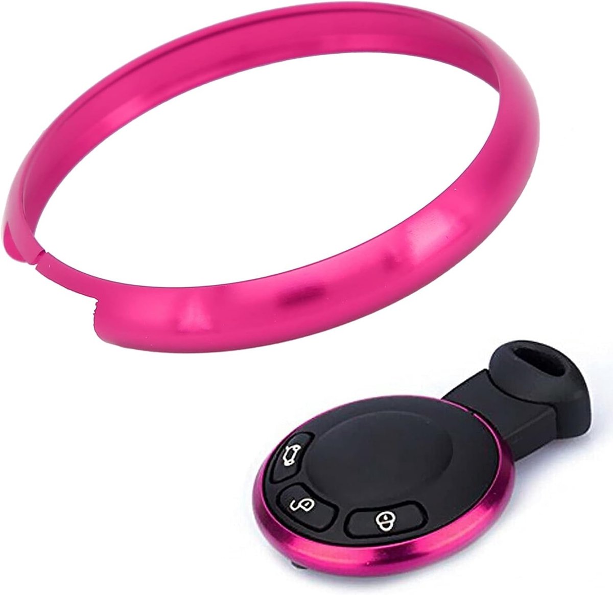 Sleutelhanger Ringhoes, Akozon Smart Aluminium Sleutelhanger Ring Velg Trim Cover Vervanging voor Mini R55 R56 R57 R58 R59 R60 (Rozerood)