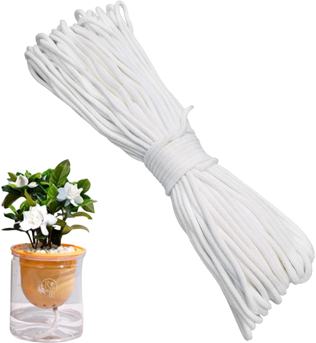 Zelf bewaterend wickoord 30 m 4 mm - katoenen waterdruppelirrigatietouw - automatisch bewateringssysteem - SnelShoppen