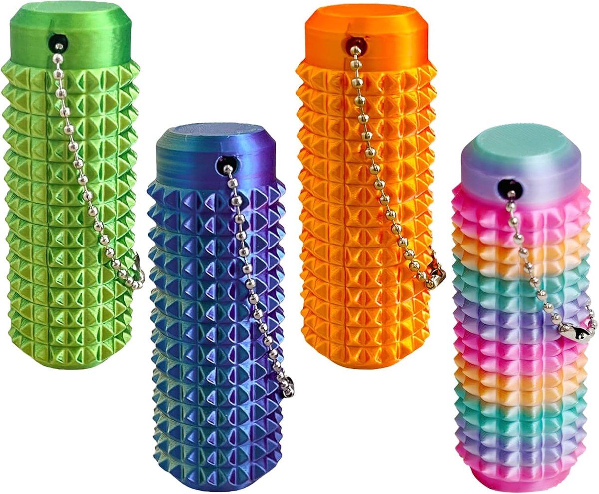 Ouchies Pijn Fidget (4 stuks), Spiky Grippie Stim, sleutelhanger, zakje, mini fidget-speelgoed, stekelbal, ADHD, sensorisch, anti-stress fidget-speelgoed voor kinderen en volwassenen