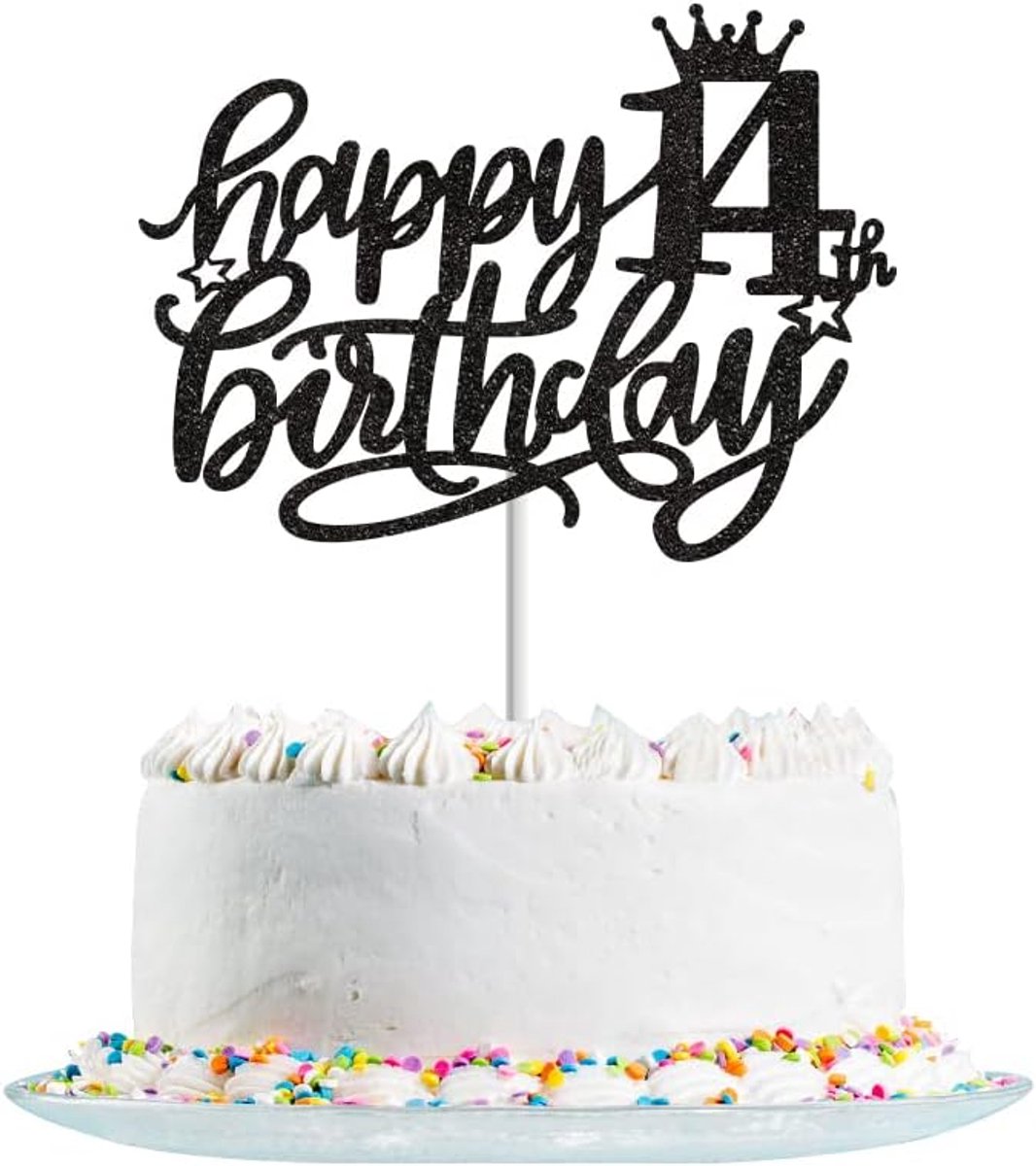 14th Birthday Cake Topper Glitter voor Hello 14, Cheers tot 14 jaar, 14 & Fabulous, 14e verjaardag Cake Pick 14 jaar oude Verjaardag Party Cake Decorations