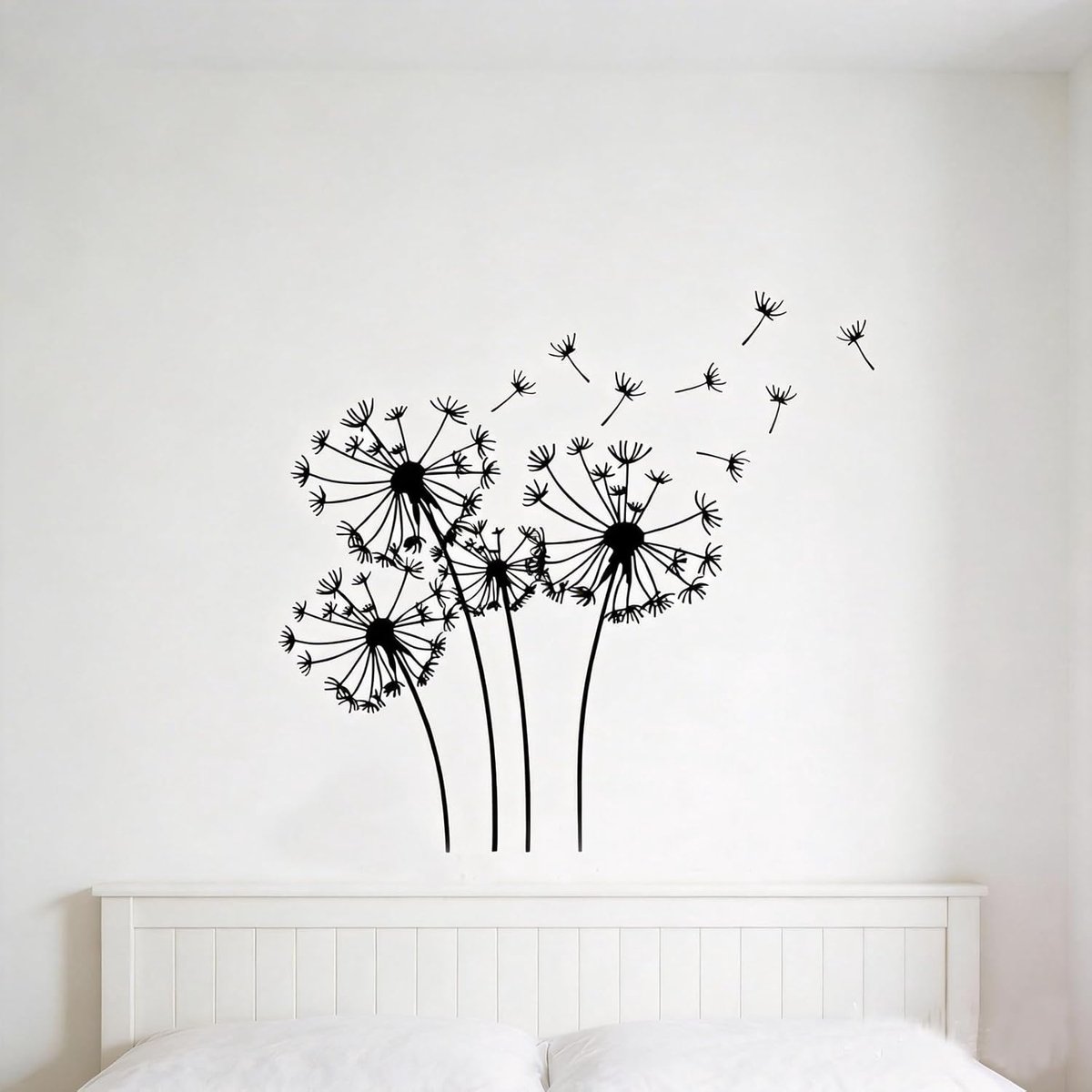 oupados Metalen muurdecoratie, paardenbloemmotief, creatieve en moderne handgemaakte muursculpturen voor deur, woonkamer, kantoor, binnen en buiten, zwart