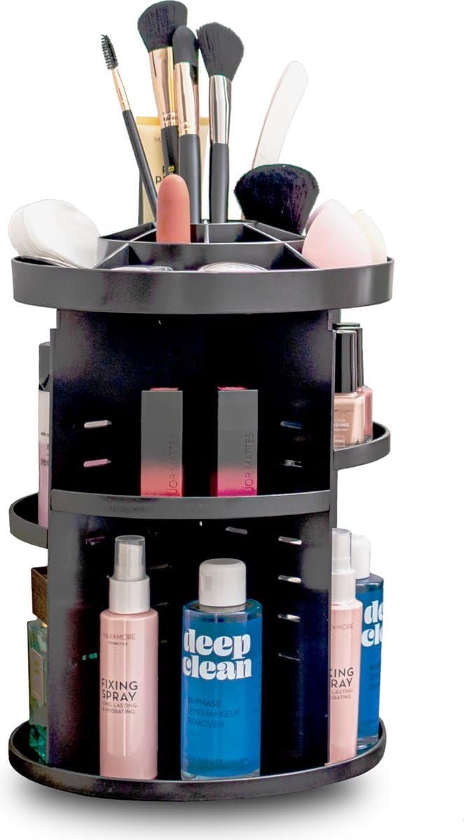 Make-up Organizer - Rotatable 360° - Zwart - Ruimtebesparend en aanpasbaar - SnelShoppen