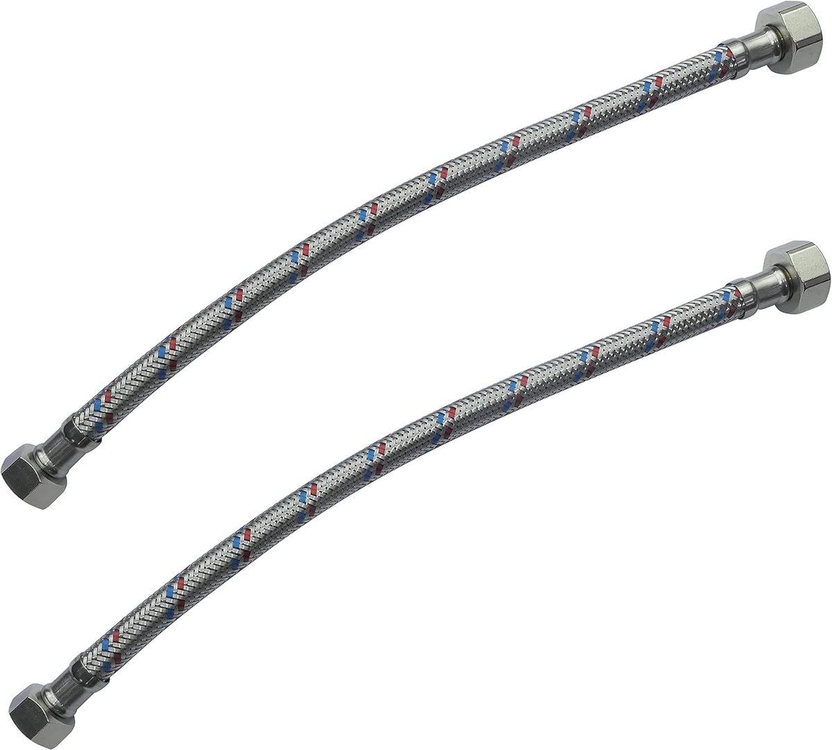 - C50992 - Set van 2 - flexibele aansluitslang - 300 mm - 1/2 inch vrouwelijk - 3/8 inch vrouwelijk - waterkraan gezondheidsmengkraan keuken badkamer sanitair
