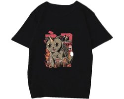 Sugar Dames T-shirt zwart Kawaii Argali Pentagram Kat Emo Punk Goth Rock Hip Hop Japans Large Top Haeajuku