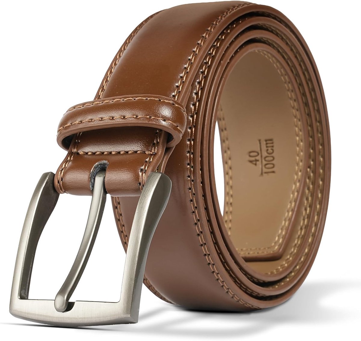 Leren riem voor heren, 33 mm brede riem voor heren, jeanspak, business, elegant, casual, modieus, volledig leren riem