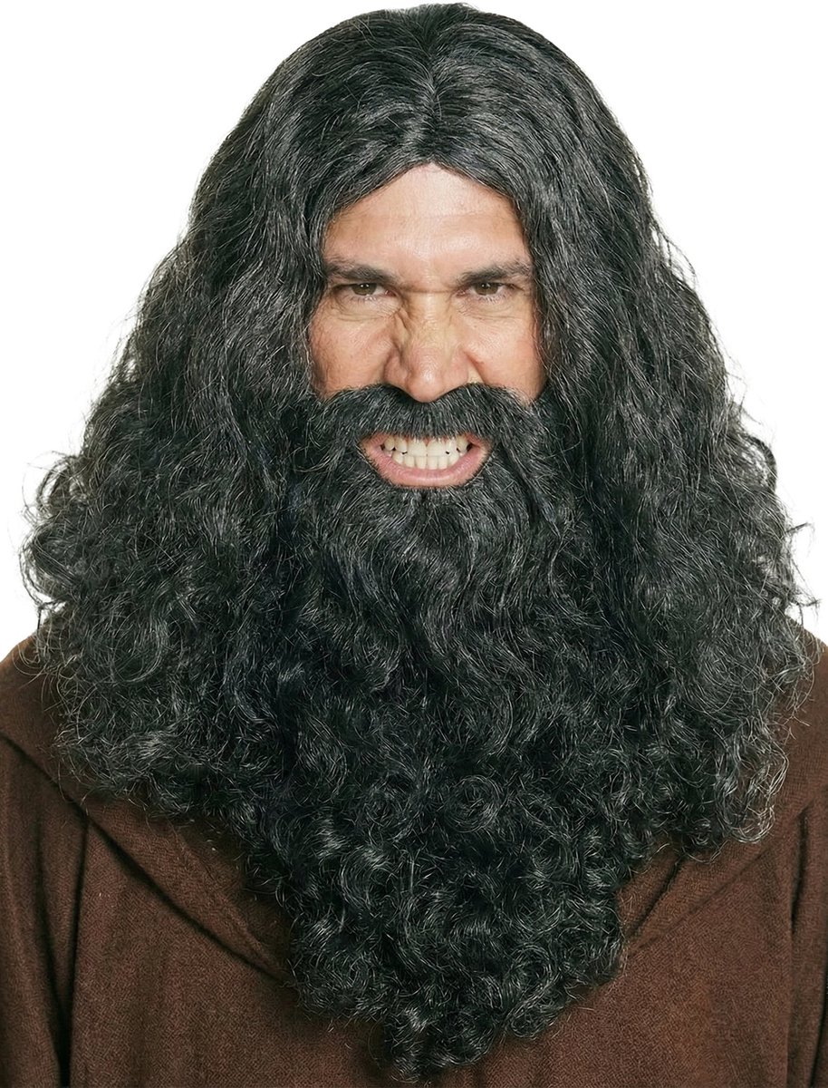 Zwartgrijze dwergpruik & baard