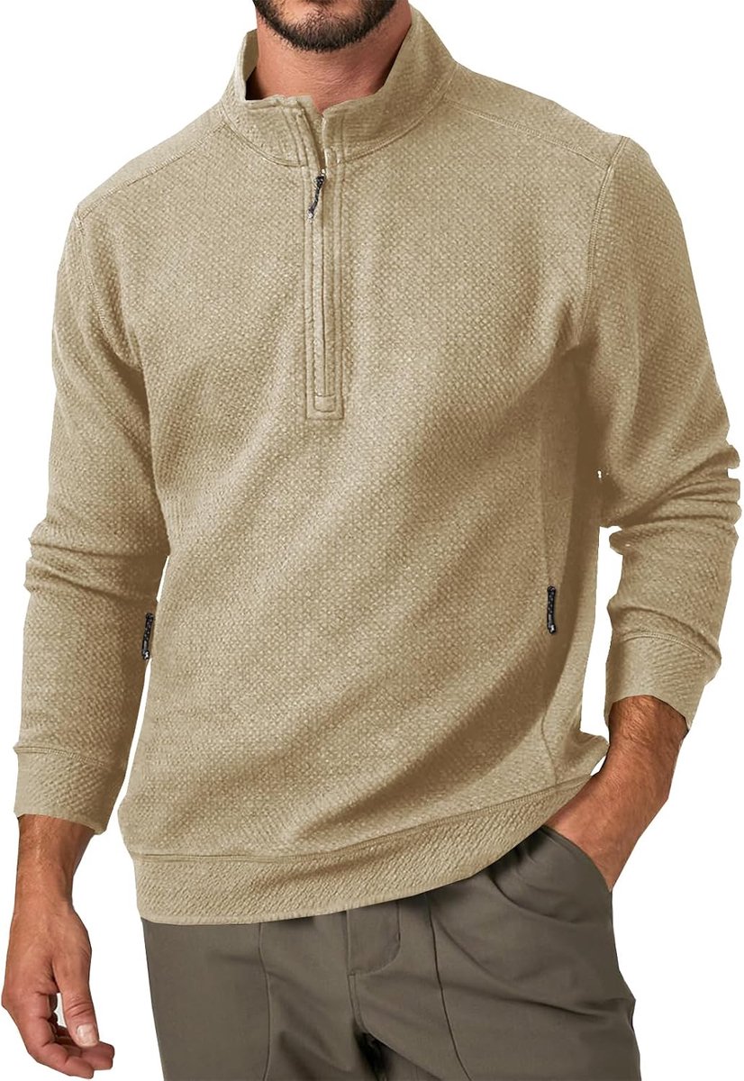 Herentrui, kwart ritssluiting, sweatshirt, achterhals, casual, lange mouwen, outdoor, sweatshirts met ritssluiting