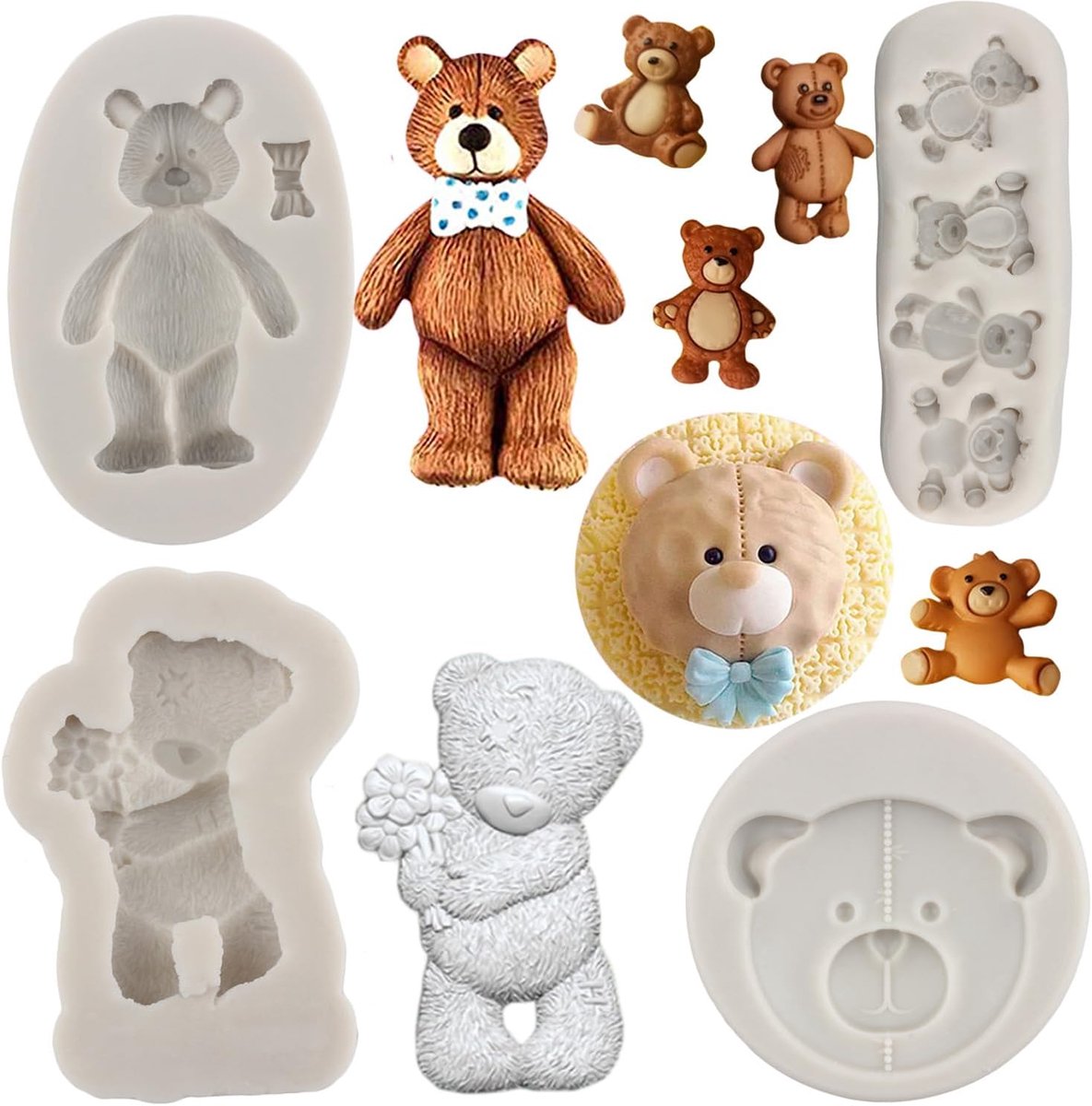 Siliconen Fondant Mallen voor Cake Decoreren Cupcake Topper Polymeer Klei Candy Gum Pasta Set van 4