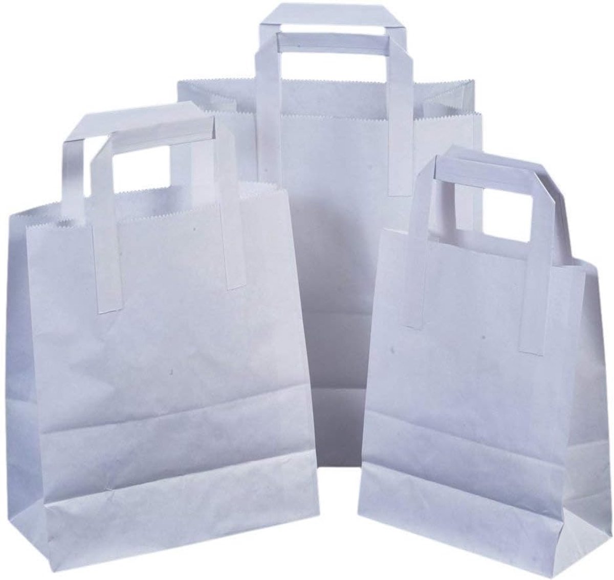 Papieren draagtas 18 x 23 x 9 cm - met platte handvatten - pack van 15 - 100% recyclebaar - SnelShoppen