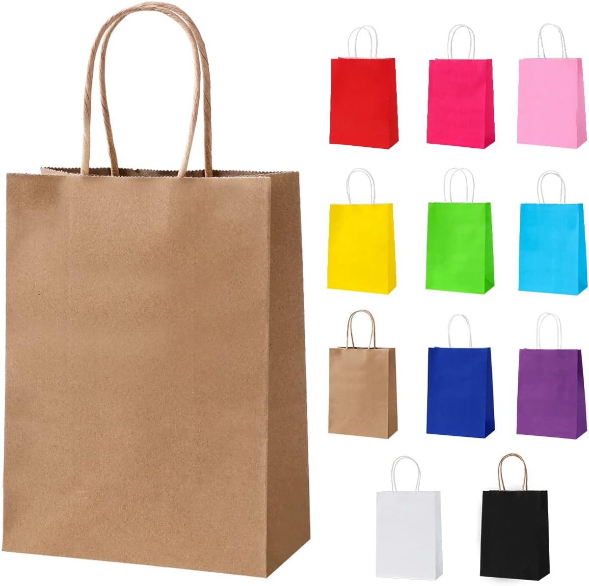 Kraft papieren cadeauzakken 21x15x8 cm - 24 stuks - bruin - ideaal voor verjaardag of babyshower - SnelShoppen