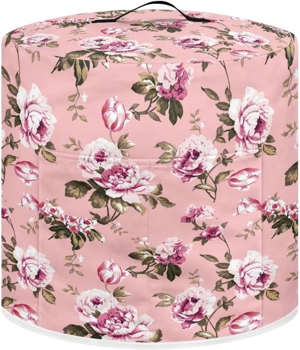 Drukpan Deksel - Kookpanhoes Accessoire - Keuken Organiseren - Met Opbergvak - Universeel 6 Qt - Bloemenprint Roze