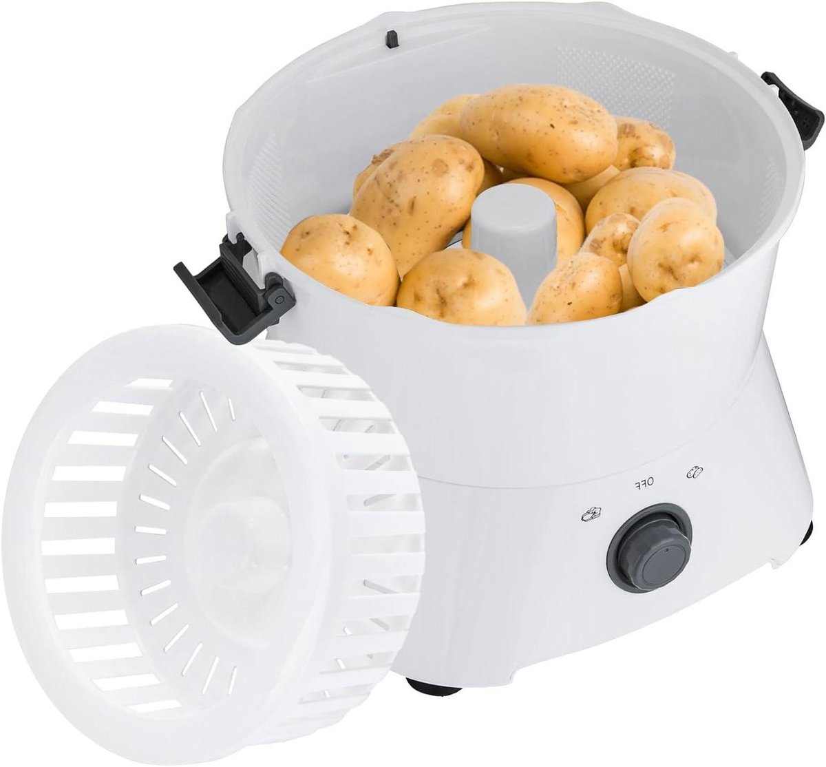 Elektrische Aardappelschiller - Automatische Groenteschiller - Snel Groenten Schillen - Krachtige Koperen Motor - 08 kg capaciteit - Wit
