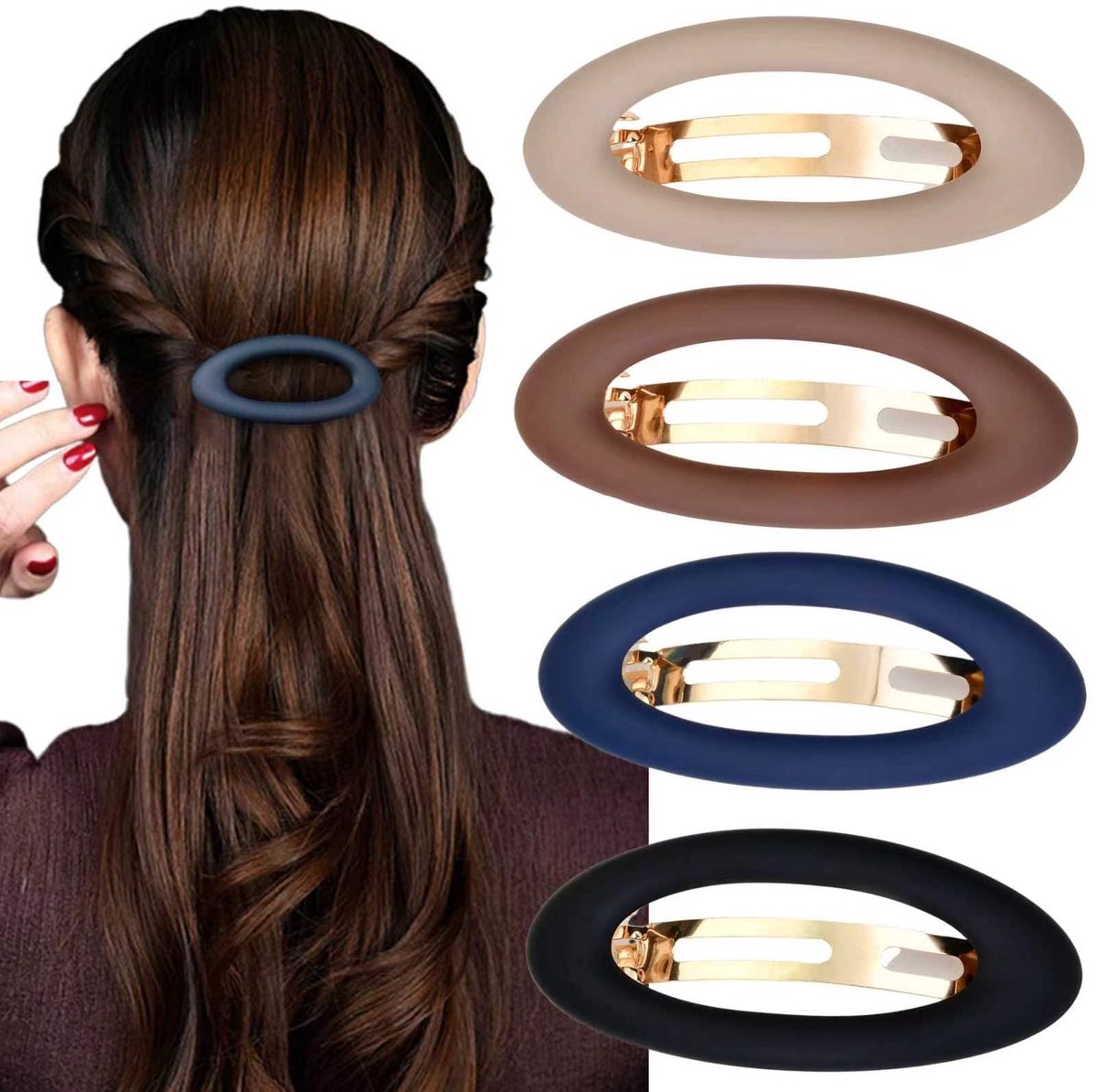 Haarspelden dames 4 stuks - groot en mat - Franse haarclipset voor dik haar - perfect voor dagelijks gebruik - SnelShoppen