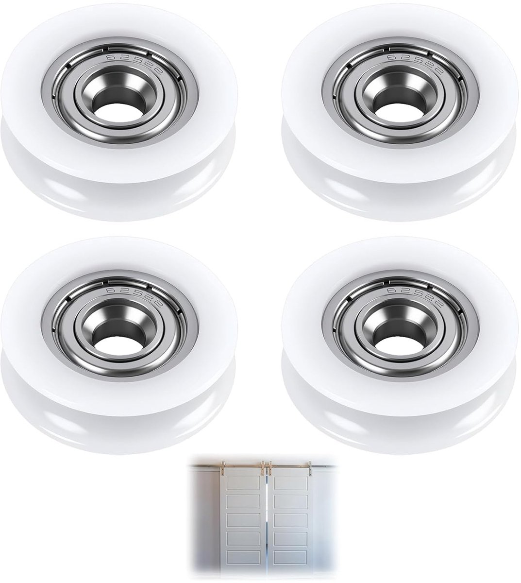Wiel voor schuifraam, aluminium, 4 rollen ronde nylon U-wielen met lagers – afmetingen 5 × 23,5 × 6,8 mm – bestand tegen hoge temperaturen, stille en soepele beweging, ideaal voor P