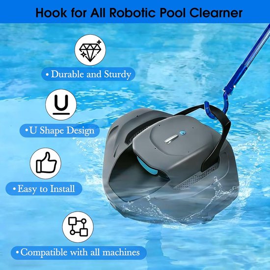 Haak voor zwembadrobot, accessoires haken voor zwembadrobots, zwembadhaken, stangen, accessoirehaken, zwembadrobots, draadloze zwembadrobots, compatibel met alle soorten zwembadreinigers (C) — afbeelding 5