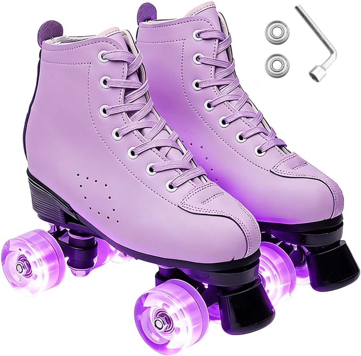 Rolschaatsen met 4 wielen, parallelle skates met lichtgevende wielen, klassieke high-top, rolschaatsen voor volwassenen, meisjes, kinderen, beginners, maat 37-43